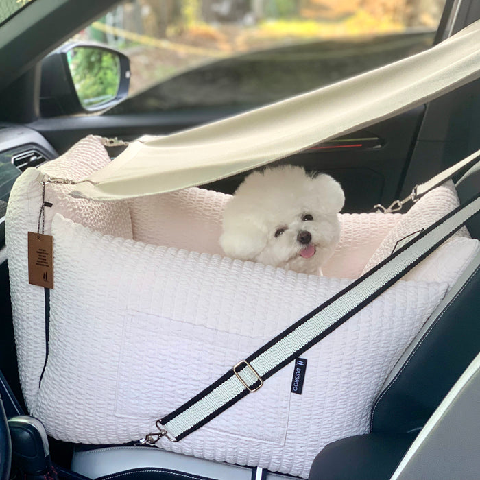 DUGROO Dog car seat [All-round M - Bamboo Ivory] with shade