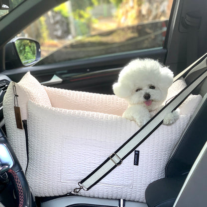 DUGROO Dog car seat [All-round M - Bamboo Ivory] with shade